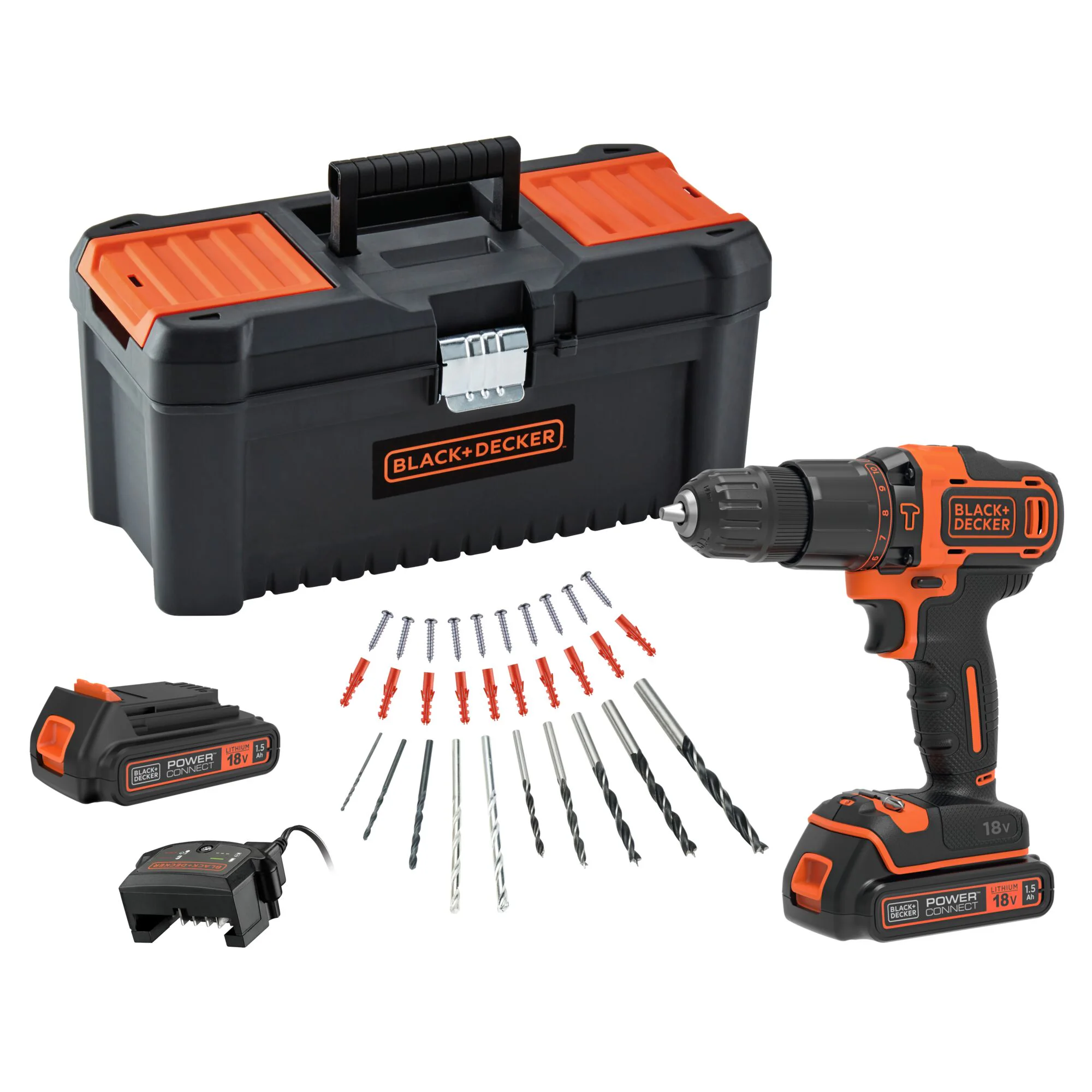 BLACK+DECKER BDCHD18C2TA-QW · kit taladro percutor 18 V con 30 accesorios · referencia BDCHD18C2TA-QW